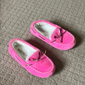 Pink Kids Moccasin Slippers
